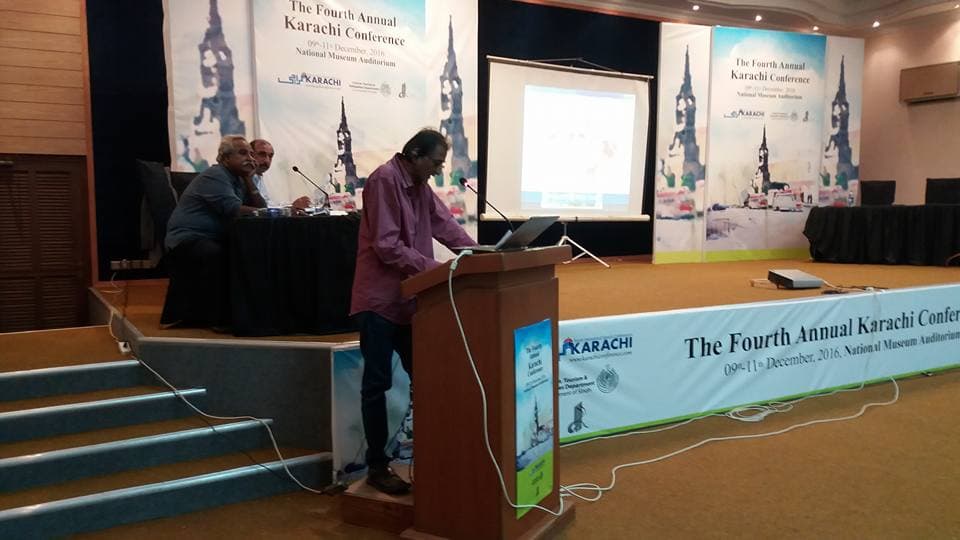 Presenting a paper in Karachi Conference held @IBA, City Campus on 09-11 December, 2016, co-speakers Akhtar Balouch  & Gul Hassan Kalmati on stage