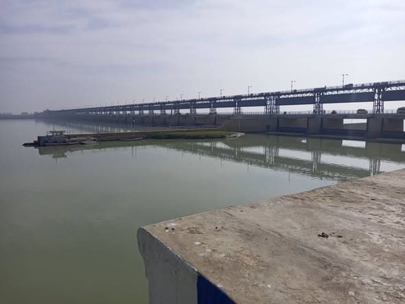 Kotri Barrage on River Indus from Al-Manzar Point